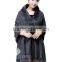 CX-B-P-34A Fur Trimmed Cape Fashion Fur Pashmina Shawl