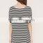 Contracted stripe straight dress with short sleeves