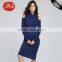 Womens fashion navy blue western style party sweater dress with high quality