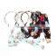 Acrylic Headband Black Multicolor Flower Pattern