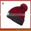 High Quality Hand-knitted Winter Cap Thick Knitting Wool Beanie Hat With Pom Pom