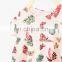 Printed basic round neck girls party dresses with short sleeves