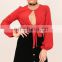 2017 red long sleeve latest fashion blouse design for women