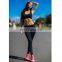 Women Workout Yoga Fitness Leggings High Waist Solid Pants Fitness Elastic Splicing Peach Heart Shaped Slimming Trousers