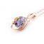 New Wholesale Jewelry Purple Drop Shape Crystal Rhinestone Rose Gold Pendant Zipper Chain Necklace Designs For Grils
