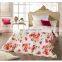 Romantic blue color bed spread with floral printed design polyester fabric bedspread