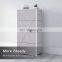 Storage cube dresser home storage tower constructed by steel wooden top and 4 foldable cloth fabric drawer dresser