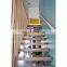U shaped staircase metal frame glass railing mono single steel stringer stairs