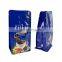 Wholesale stand up quad seal aluminum foil bag custom printed flat bottom packaging valve bag for ground coffee