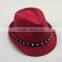 2016 Newest Fashion Classic Rivet Ribbon Red Wool Trilby Fedora Jaz Caps