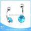 Black Big Cubic Zircon Belly Button Ring Crystal Navel Jewelry