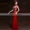 Women's Red V-Neck Print Floor-Length dress