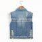 2016 China wholesale OEM customize jeans design hole blue ladies fashion new jeans vest