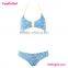 Accpet Paypal Light Blue Printed Bandeau Tankini Swimsuit Women