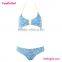 Accpet Paypal Light Blue Printed Bandeau Tankini Swimsuit Women