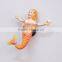 Pearl Powder 4 inch Plastic Nude Small Mermaid Girls Figures Ornament, Mini Mermaid Statue