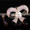 Handmade fashion jewelry gold plated zinc alloy full jewelled bowknot scarf clip brooch