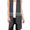 Solid Color Sleeveless Asymmetric Hem Open Front Long Cardigan 2016 Women