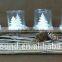Decoratvie pinecone candle holder with white metal tree and glass cups