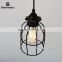 Black Cage Pendat Lamp, Industrial Hanging Light Fixture, Modern Home Lighting