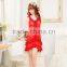 2027 Hot Sale Bright Red Lace Lotus Leaf Lace Sling Pajamas