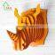 Wooden Rhino Head Wall Art Hanging 3D Animal Home Decoration Wall Hanging