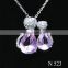 925 Silver sterling new Pink Shell Crystal pendant necklace for girls