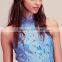 Floral patchwork appliqued mini halter sleevelsss slim fitted elegant dress