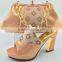 Soft leather bag and matching shoes women bag and shoes set for party