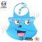 Lovely Carton Waterproof Soft Silicone Baby Bib With Food Pocket