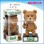 2017 high quality resin bear bobble head animals, ,costom bobble head