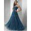 High quality organza material beaded lady formal evening dress ball gown