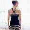 Women fitness sportswear yoga tops strap cross balck vest tight gym workout tops