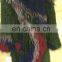 Colorful long knitted collarless long fox fur coat Winter coat for women