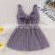 Wholesale Summer Kids Girl Clothes Sleeveless Bowknot Solid Color  Kids Girl Linen Dresses