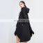 CHICEVER Dress For Women Hooded Long Sleeve Asymmetric Hem Black Oversized Female Patchwork Ruffles