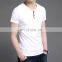 New arrival mock v neck buttons collar wholesale t shirts full hand designer ruched t shirt for big man