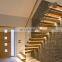 Interior stair customized elegant fancy glass railing staircase for Villa project