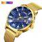 OEM skmei 9166 luxury stainless steel japanese movement golden watch men