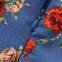 Vestido casual longo com gola em V, estampa floral azul com temperamento francês, sem mangas, vestido feminino 2025