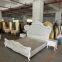 Leather bed solid wood carved double master bedroom bed 2 meters high-end champagne gold furniture home