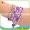 Colorful Crystal Stone Beads 5 Wrap On Brown Leather Multilayer Bracelet