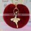 Cell Phone Car Handbag Charm Lady Fur Ball Keychain/