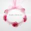 Beatiful pink flower crown with silk ribbon hair accessories for children                        
                                                                                Supplier's Choice