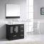 Tempered Glass Single Sink Floor Mounted Espresso Bathroom Cabinet