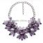High Quality Four Color Crystal Big Six Petal Flower Taper Cabochon Pendant Metal Sweater Charm Necklaces For Women