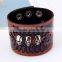 Fashion Wide Cool Rock Men Woman Soft Wrap Genuine Leather Skull Bracelet