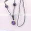 Natural Amethyst Gem stone Necklace, Hematite Beaded Druzy Necklace