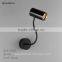 round aluminum indoor led bedside reading light with switch