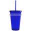 FDA Approved Bpa Free Colorful Plastic Tumblers With Straw Lid